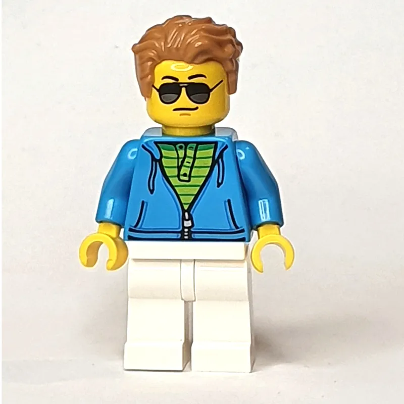 Dark Azure Torso, White Legs, Medium Nougat Hair