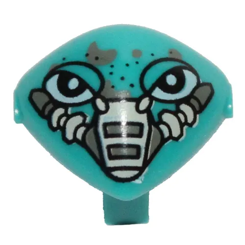 Minifig Head Special with Clip and Mouth Cover Device and Freckles Print (Martian)