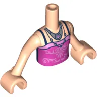 Minidoll Torso Girl with Dark Pink Dress/Top, Dark Blue Straps, Necklace