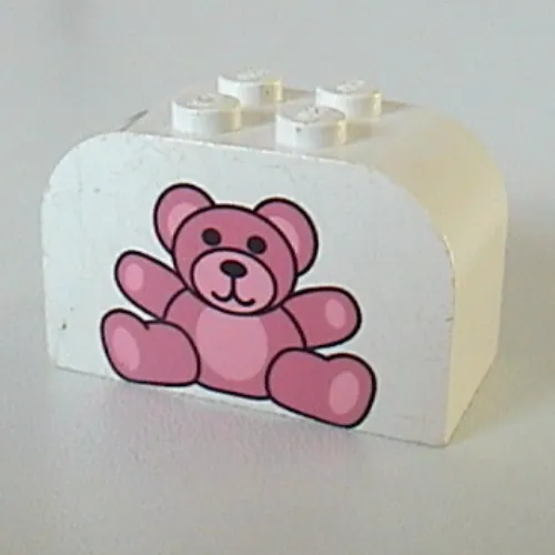 Brick Curved 2 x 4 x 2 Double with Teddy Bear Print