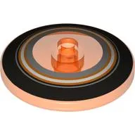 Dish 4 x 4 Inverted with Open Stud [Radar] with Black, Orange, and Metallic Silver Circles Print