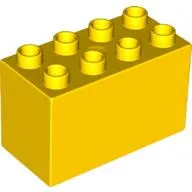 Duplo Brick 2 x 4 x 2 with Yellow Girders on Light Bluish Gray Print
