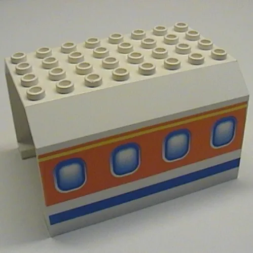 Aircraft Fuselage Angular Top 6 x 8 x 4 with Windows on Blue, Orange, and Yellow Stripes Print