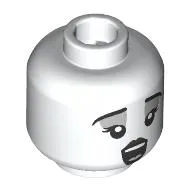 Minifig Head Choir Ghost, Black Eyebrows, Lips, Dark Bluish Grey Eyeshadow, Open Mouth Singing/Neutral Smile
