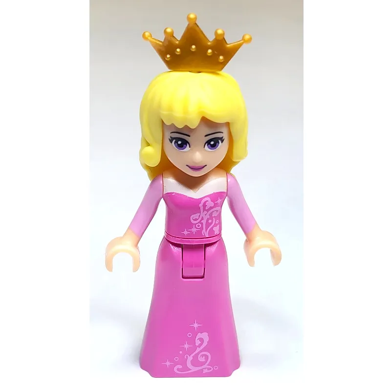 Aurora - Dark Pink Dress, Pearl Gold Crown