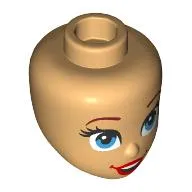 Minidoll Head, Dark Red Eyebrows, Dark Azure Eyes, Red Lips