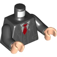 Torso Jacket, 'M' Badge, White Striped Shirt, Red Tie print, Black Arms, Light Nougat Hands