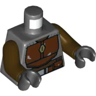 Torso Armor, Reddish Brown Chestplate and Belt with Pouches and Buckle Print, Dark Brown Arms, Black Hands