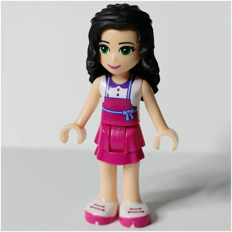 Emma - White Top, Magenta Apron, Flower