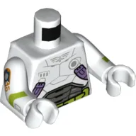 Torso Spacesuit, Dark Bluish Gray Panels, Lime Utility Belt Print, (Izzy Hawthorne) White Arms and Hands with Lime Stripe and Control Panels Print