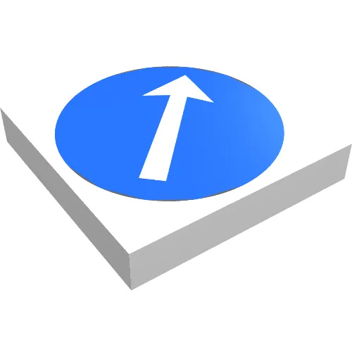 Tile 2 x 2 with White Arrow on Blue Disc Print