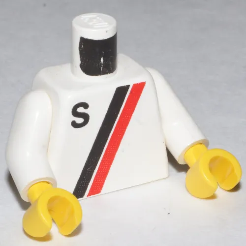 Torso 'S' Logo Red and Black Print, White Arms, Yellow Hands