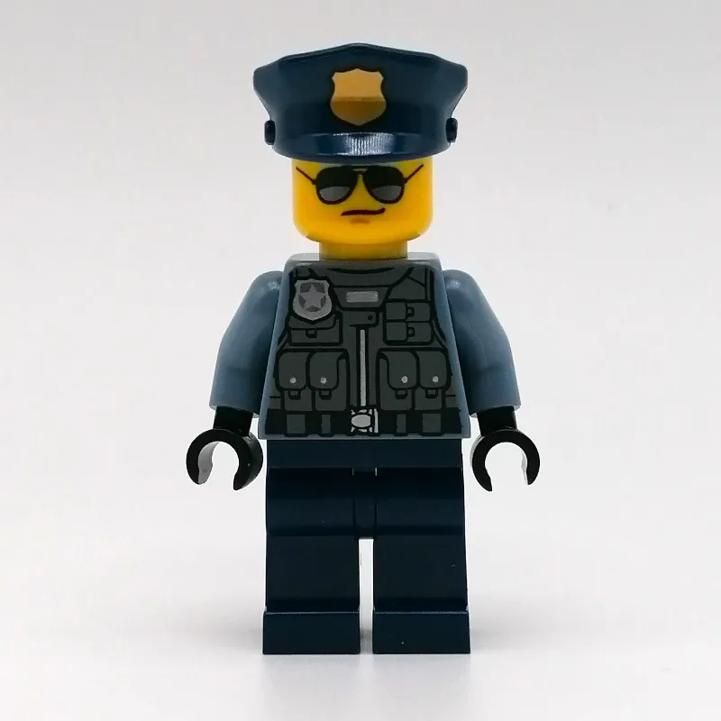 Police Officer, Sand Blue Torso, Dark Blue Legs