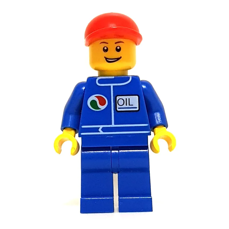 Racer, Blue Jumpsuit with Octan Logo, Red Cap, Open Mouth