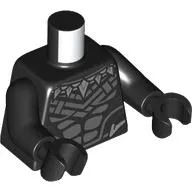 Torso, Dark Bluish Grey Black Panther Armor, Silver Crystals Necklace, Black Arms and Hands