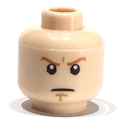 Minifig Head Obi-Wan Kenobi, Dark Orange Eyebrows, White Pupils and Brown Chin Dimple Determined / Smiling Print
