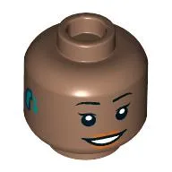 Minifig Head, Eyelashes, Dark Turquoise Hearing Aid, Smile, Teeth print