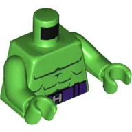 Torso Bare Chest, Muscles, Dark Purple Belt with 'H' Buckle Print, Bright Green Arms and Hands