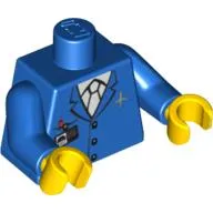 Torso Jacket, Light Blue Tie, Red Pen, Silver Plane Logo, 3 Buttons Print, Blue Arms, Yellow Hands