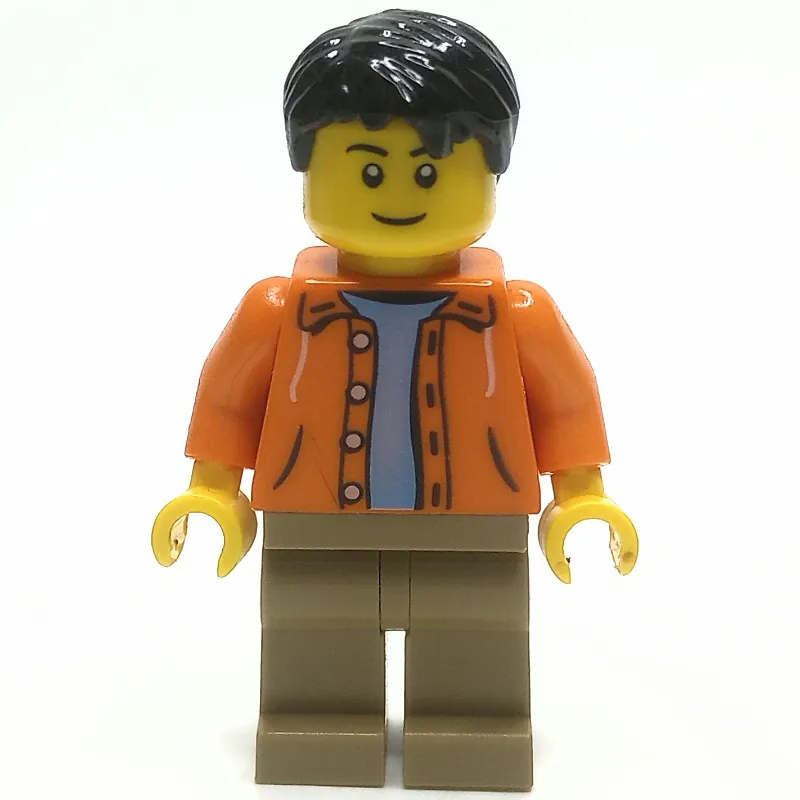 Orange Torso, Dark Tan Legs, Black Hair