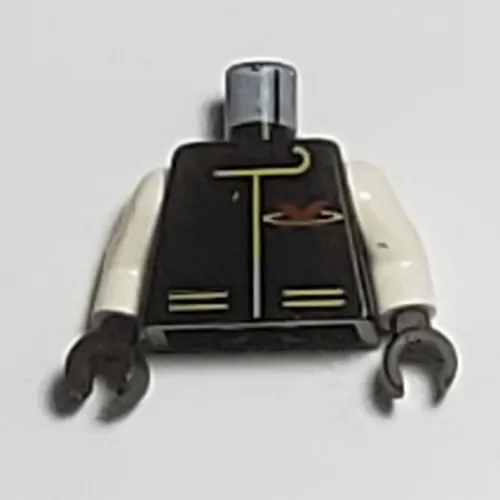 Torso Racing Jacket with Extreme Team Red 'X' Logo on Back Print, White Arms, Black Hands