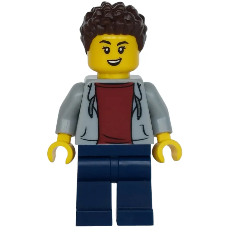 Woman, Light Bluish Gray Jacket, Dark Blue Legs