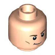 Minifig Head Captain America (Steve Rogers) / Hawkeye / Steve Trevor / Rebel Trooper, Brown Eyebrows, Cheek Lines, Chin Dimple, Crooked Smile / Grimace Print