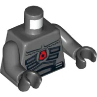 Torso Spacesuit with Red Police Badge, Belt with Pouches / Radio on Back Print, Dark Bluish Gray Arms, Black Hands