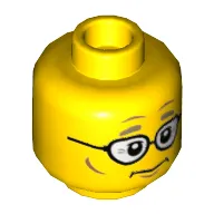 Minifig Head Mayor Fleck, Glasses, Dark Tan Eyebrows, Neutral Print