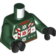 Torso, Candy Canes, Snow Flakes (Ugly Sweater) print, Dark Green Arms, Black Hands