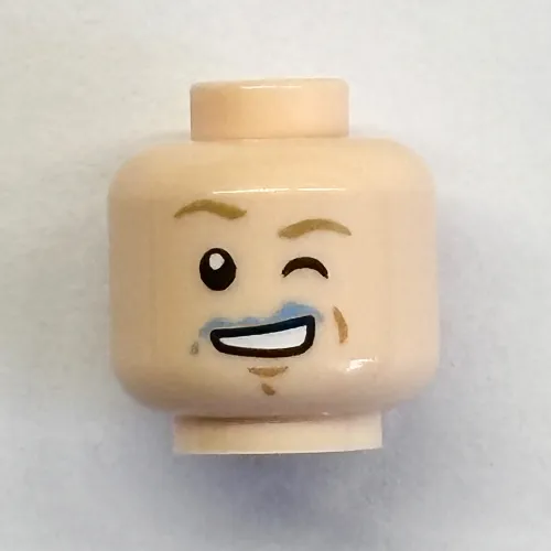 Minifig Head Luke Skywalker, Winking Left Eye, Blue Milk on Mouth Print