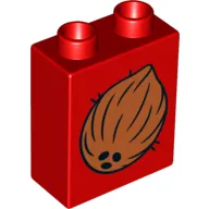 Duplo Brick 1 x 2 x 2 with Coconut Print