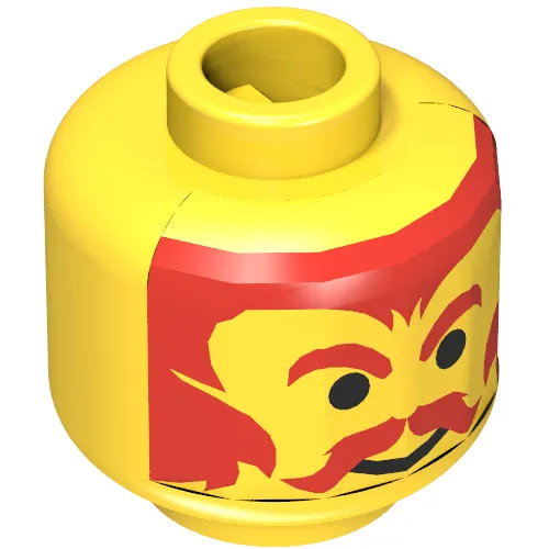 Minifig Head King / Dragon Master, Moustache Red, Eyebrows and Hair Print [Blocked Open Stud]