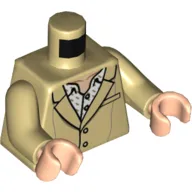 Torso Jacket with Pocket and Notched Lapel over Shirt with Dark Tan Marks and Open Collar Print, Tan Arms, Light Nougat Hands