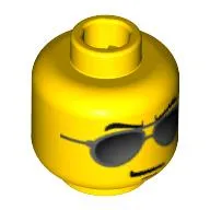 Minifig Head Traffic Cop, Black and Silver Sunglasses, Chin Dimple Print [Blocked Open Stud]
