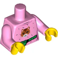 Torso Sweater, Cat Head and Bum-Bag / Fanny-Pack Print, Bright Pink Arms, Yellow Hands