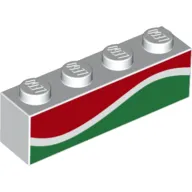 Brick 1 x 4 with Octan Red Green Wave Line Print