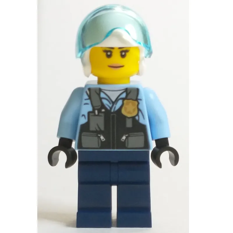 Policewoman, Helicopter Pilot, Bright Light Blue Shirt, Helicopter Pilot
