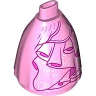 Minidoll Skirt Full with No Hips or Feet with Layered Dress, Silver Decorations, Dark Pink Streaks, Silver Circles print