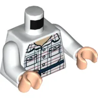 Torso Shirt, Red and Blue Box Stripes, Open Collar, Dark Blue Belt with Pouch Print, White Arms, Light Nougat Hands