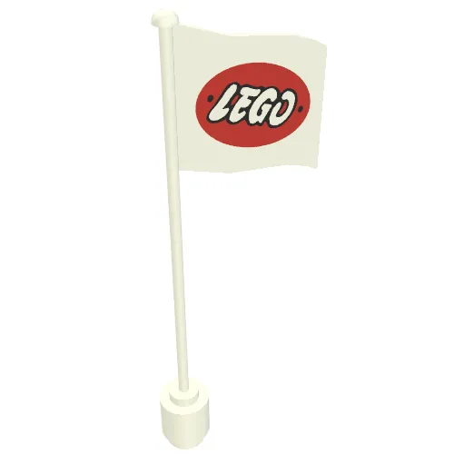 Flag on Flagpole, Wave with Lego Logo in Red Ellipse Print