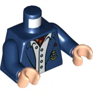 Torso Suit Jacket, Light Blue Button Down Shirt Open Collar, Red Ascot, Gold Monogram Print (Bruce Wayne), Dark Blue Arms, Light Nougat Hands