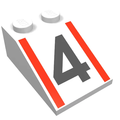Slope 33° 3 x 2 with Black "4" and Red Stripes Print