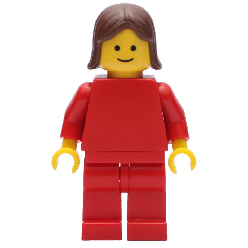 Woman, Red Torso, Red Legs,  Brown Hair (3626a Head)