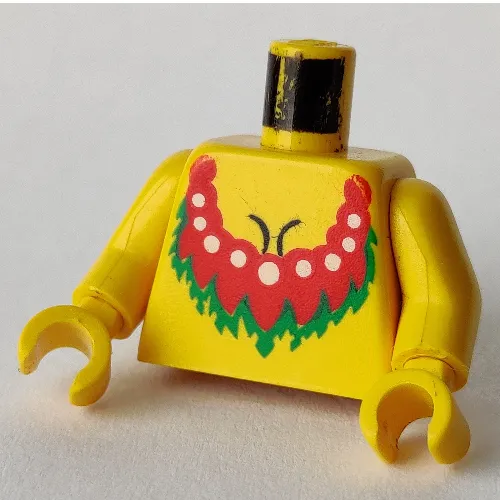 Torso Bare Chest with Red Lei Print, Yellow Arms and Hands