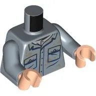 Torso, Shirt, Dark Blue Trim/Pockets, Dirt Stains print, Sand Blue Arms, Light Nougat Hands
