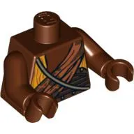 Torso Arabian Robe with Yellow and Dark Orange Draped Top and Gold Strap over Shoulder Print, Reddish Brown Arms and Hands