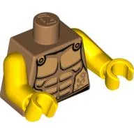 Torso Armor with Gold Plated Muscles Outline Print (Spartan), Yellow Arms and Hands