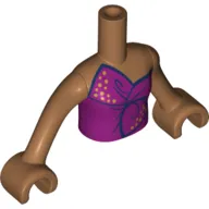 Minidoll Torso Girl with Magenta Top Tied in Bow, Medium Nougat Arms with Hands