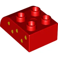Duplo Brick 2 x 3 with Curved Top with Yellow Raindrops (Strawberry Seeds) On Left Print